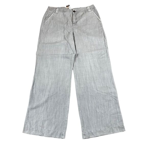 Sundance Tencel Trouser Pants Sz 12 Gray Flat Front Wide Leg Chino Flowy Soft - Picture 1 of 10